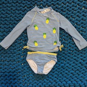 Mini Boden two piece, rash guard swimsuit, size 4-5
